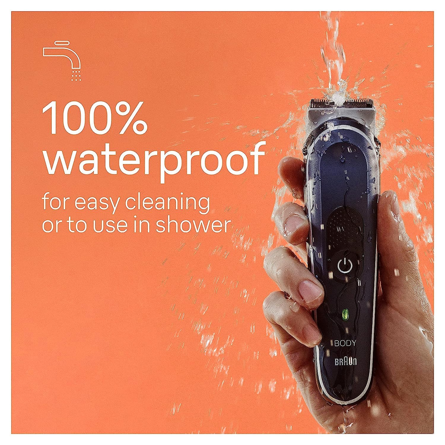 Braun Body Groomer 5 BG5340 Men's Manscaping Tool, SkinShield Technology, Sensitive Comb, Waterproof - close-up detail
