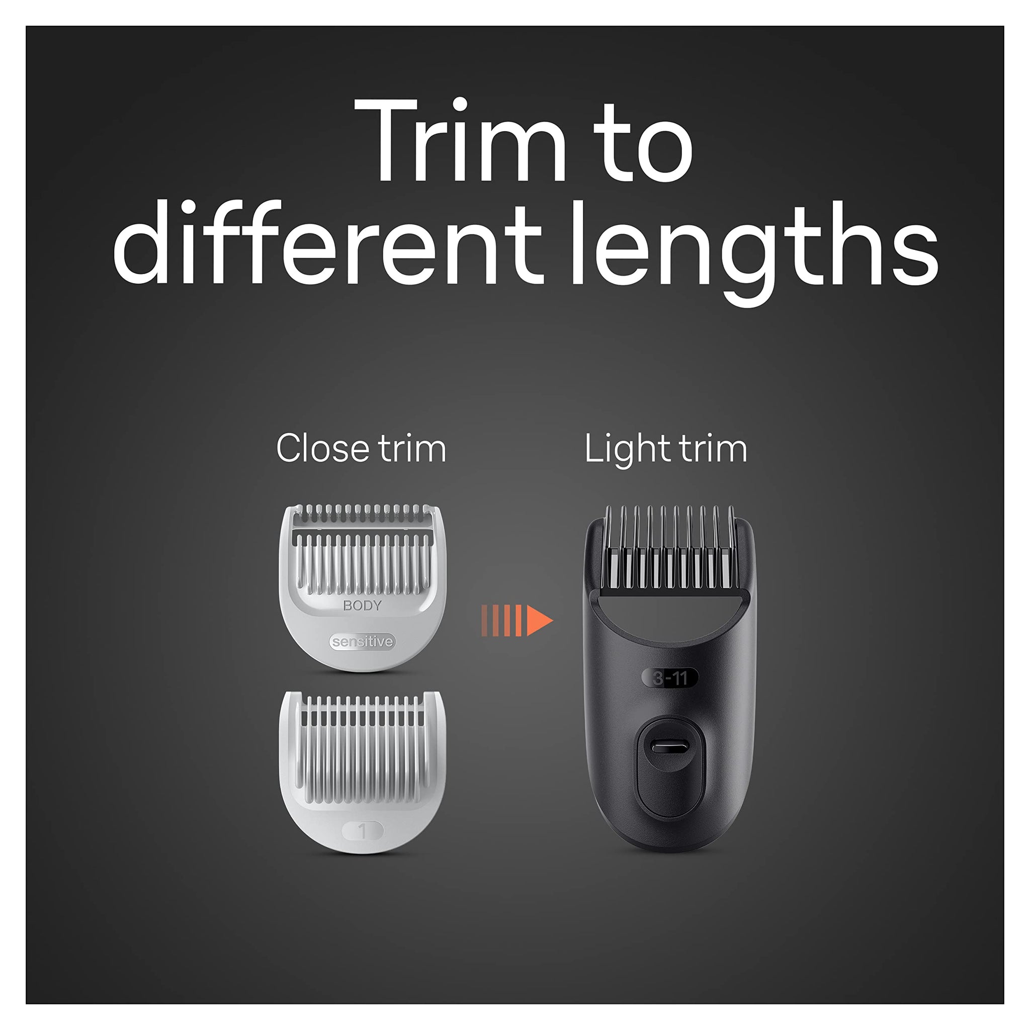 Braun Body Groomer 5 BG5340 Men's Manscaping Tool, SkinShield Technology, Sensitive Comb, Waterproof - size and scale