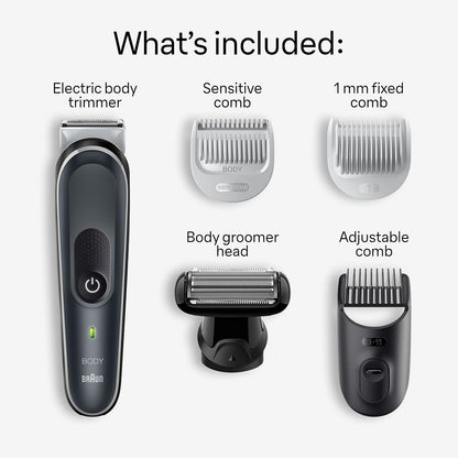 Braun Body Groomer Series 5 5360, Cordless Waterproof Hair Trimmer for Men, with SkinSecure Technology, 100-Min Run Time - ba