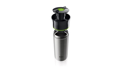 Braun BRSC001 Thermal Travel Coffee Mug, Black, 11 oz, Stainless Steel, BPA-Free - front view