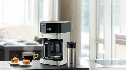 Braun BRSC001 Thermal Travel Coffee Mug, Black, 11 oz, Stainless Steel, BPA-Free - packaging