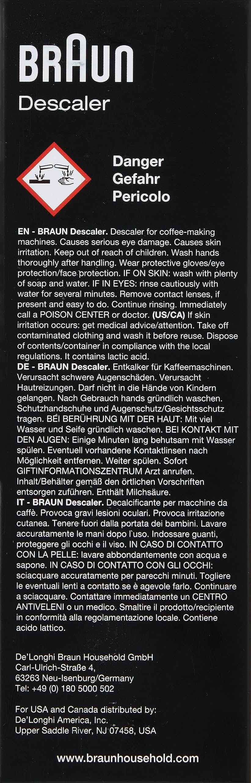 Braun BRSC013 Descaling Solution, 6.8 Fl Oz, Pack of 1 - front view