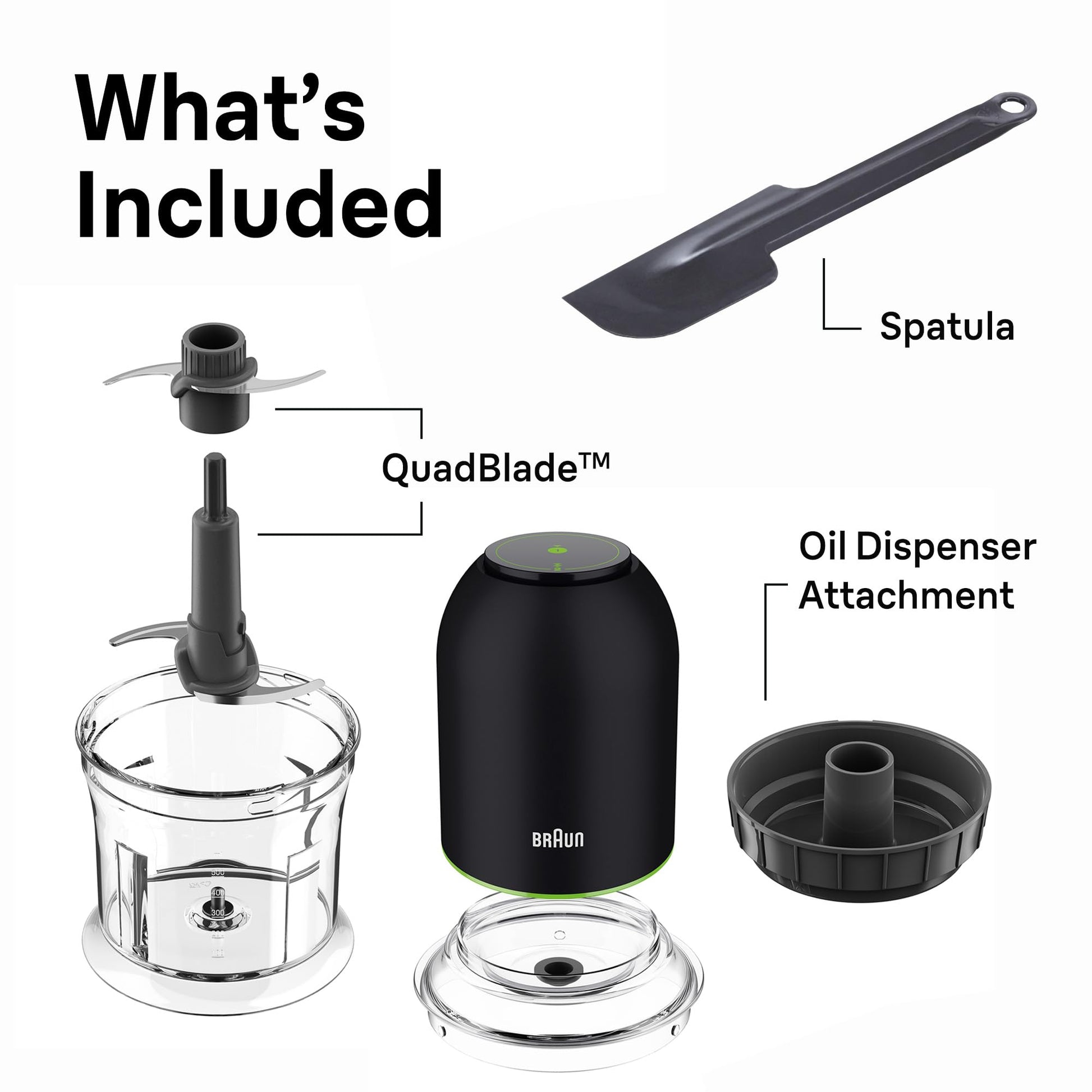 Braun CH3012BK EasyPrep Mini Food Processor, 4 Cup, Black, QuadBlade Technology, Two Speed Settings - ingredients panel