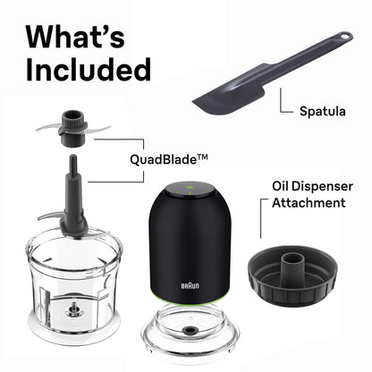 Braun CH3012BK EasyPrep Mini Food Processor, 4 Cup, Black, QuadBlade Technology, Two Speed Settings - ingredients panel