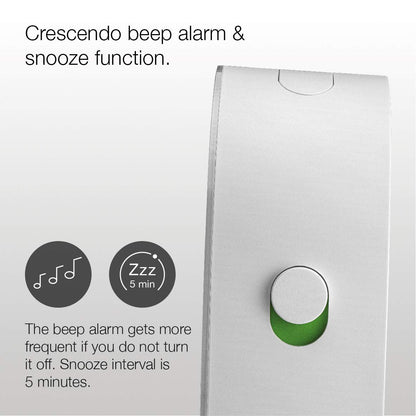 Braun Classic Analogue Alarm Clock with Snooze and Continuous Backlight, Quiet Quartz Movement, White - back view
