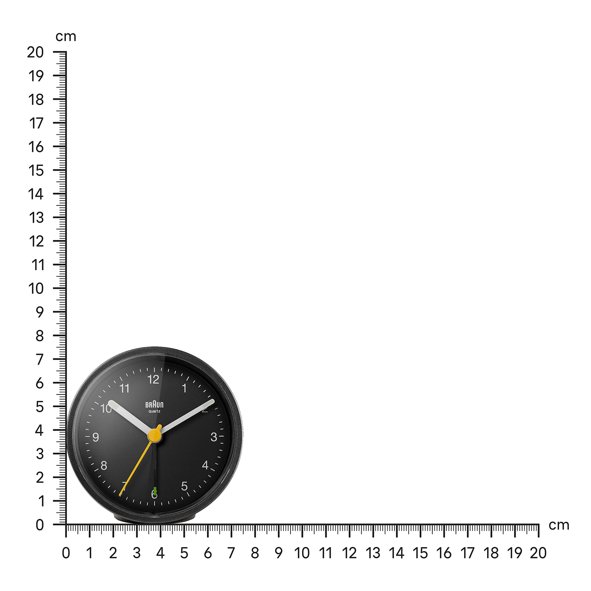 Braun Classic Analogue Alarm Clock with Snooze and Light, Silent Quartz Movement, Black, Model BC12B - back view