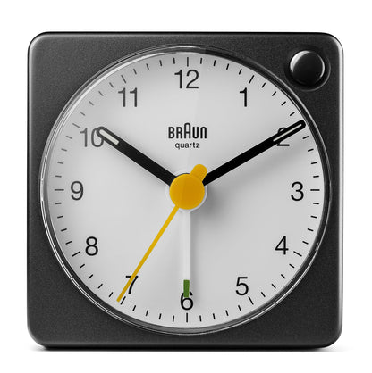 Braun Classic Analogue Travel Alarm Clock - Quiet Quartz Movement, Compact Size, with Snooze and Light Function