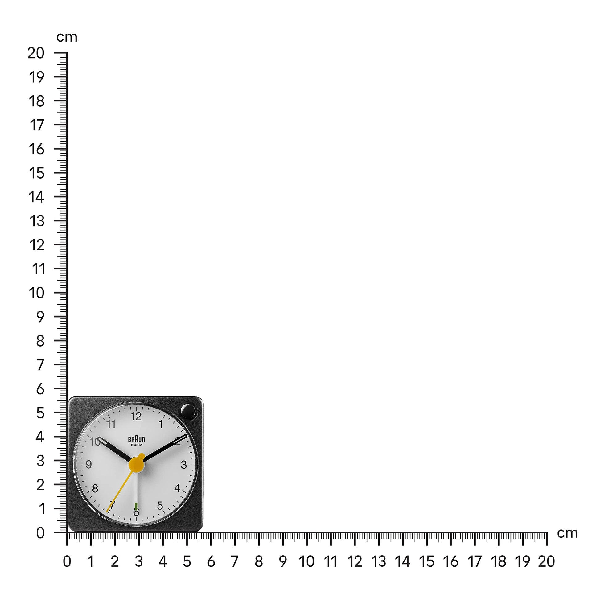 Braun Classic Analogue Travel Alarm Clock - Quiet Quartz Movement, Compact Size, with Snooze and Light Function - back view