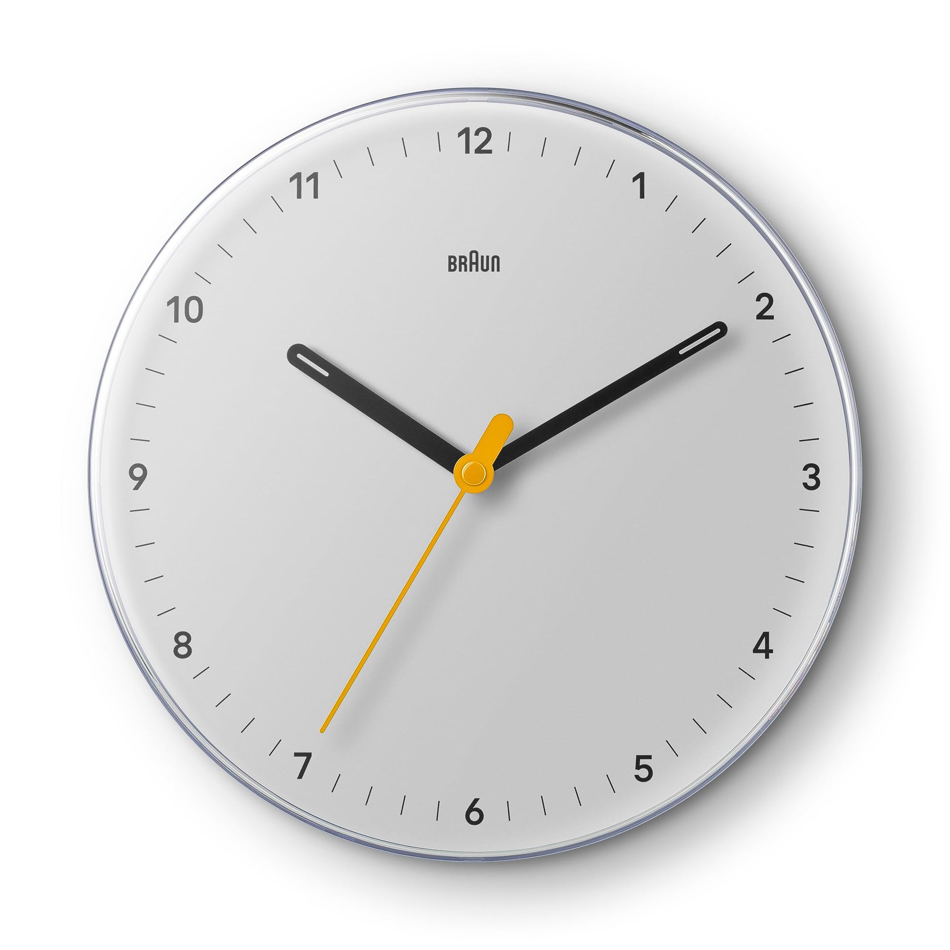 Braun Classic Analogue Wall Clock, 23cm Diameter, White, Silent Sweeping Quartz Movement