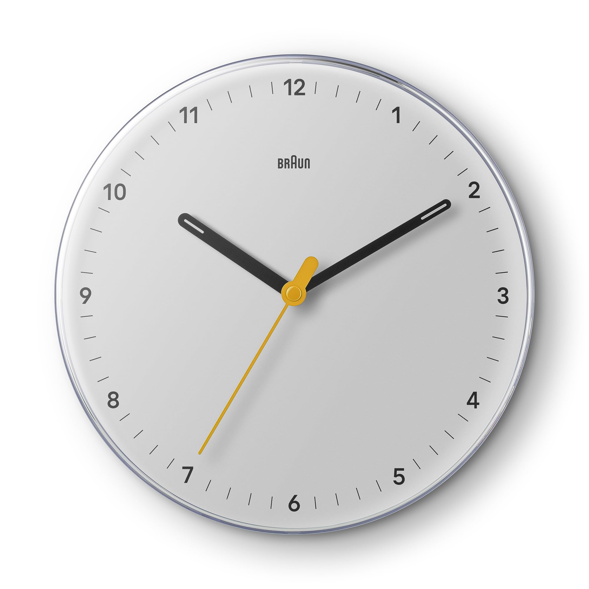 Braun Classic Analogue Wall Clock, 23cm Diameter, White, Silent Sweeping Quartz Movement