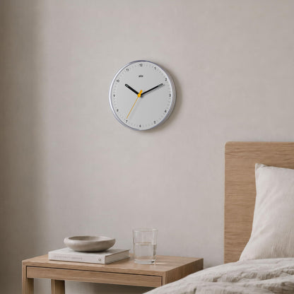 Braun Classic Analogue Wall Clock, 23cm Diameter, White, Silent Sweeping Quartz Movement - front view