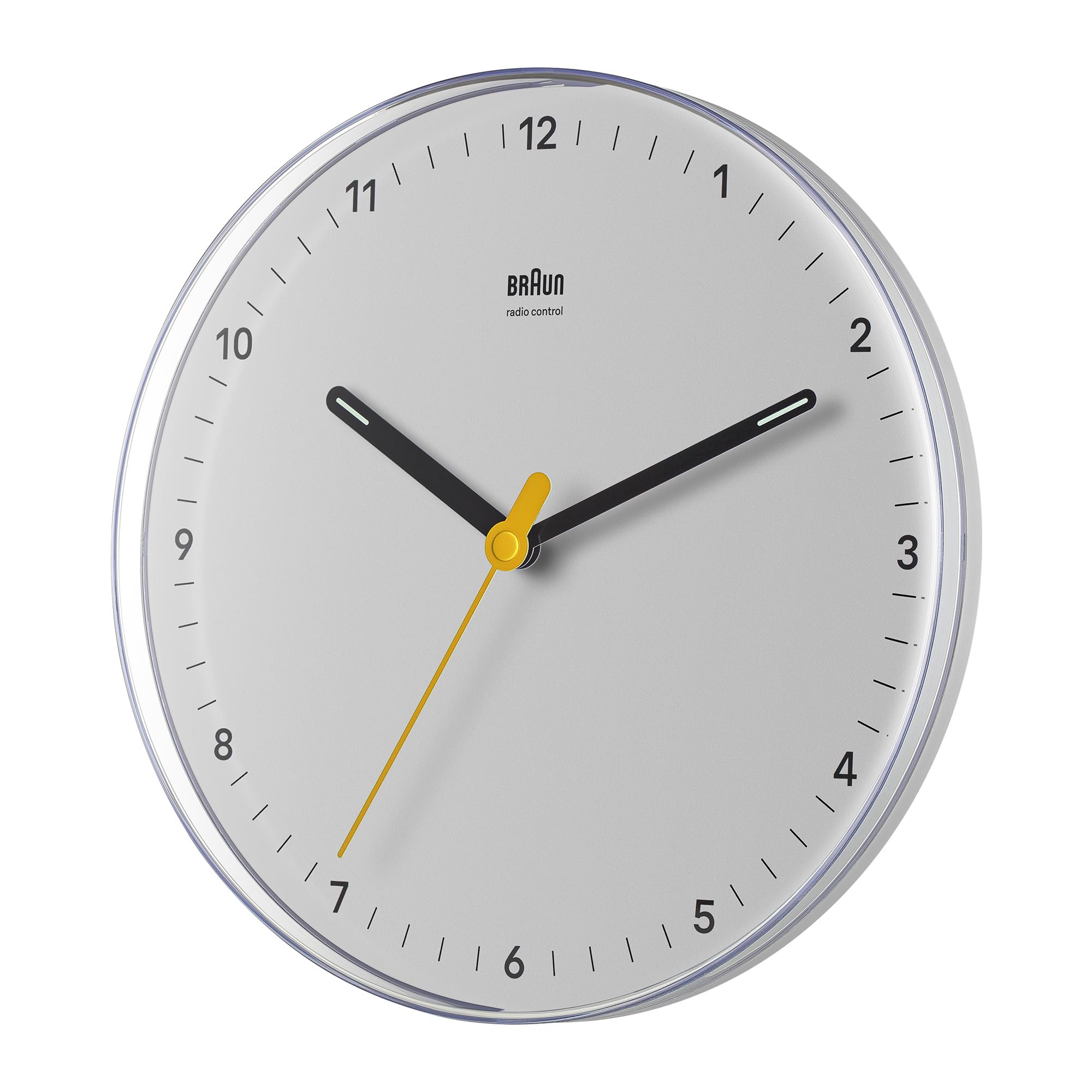 Braun Classic Analogue Wall Clock BC26W - Silent Sweep Quartz, Radio Controlled, 23cm, White Plastic - ingredients panel