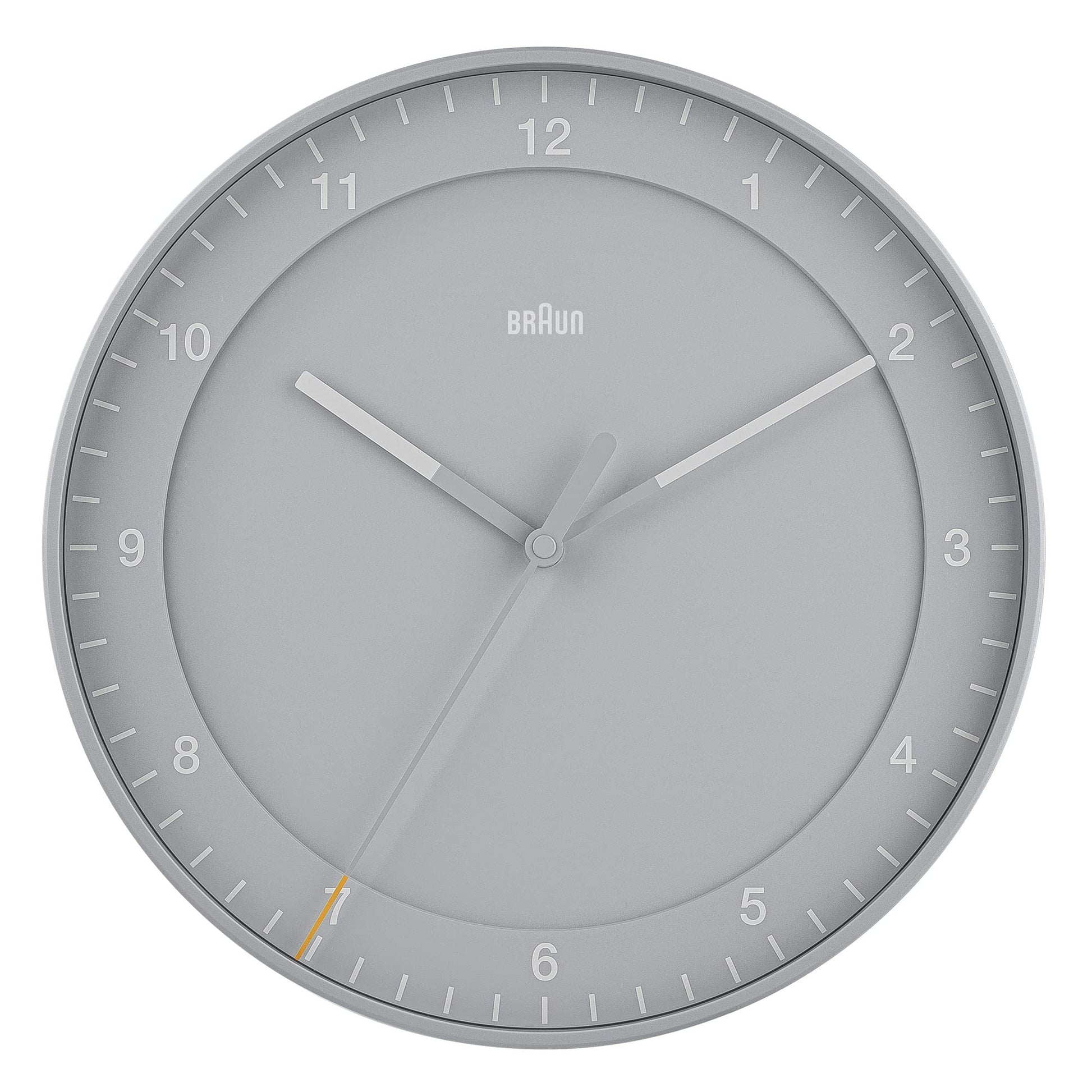 Braun Classic Analogue Wall Clock with Silent Sweep, 30cm Diameter, Easy to Read Dial, Grey