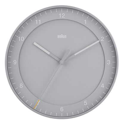Braun Classic Analogue Wall Clock with Silent Sweep, 30cm Diameter, Easy to Read Dial, Grey