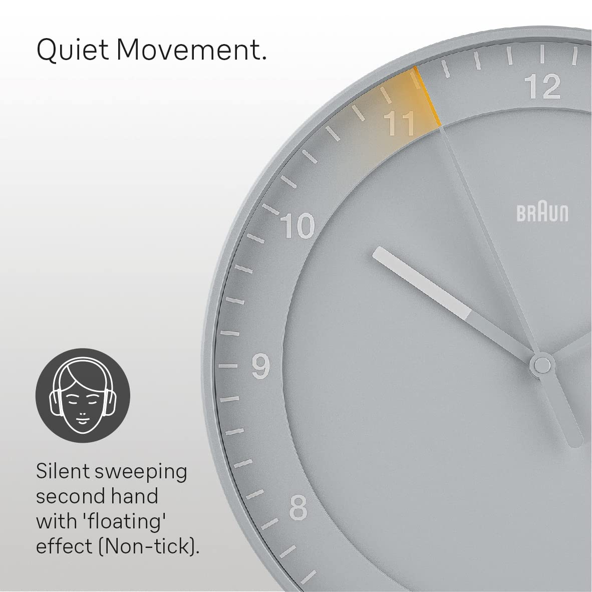 Braun Classic Analogue Wall Clock with Silent Sweep, 30cm Diameter, Easy to Read Dial, Grey - ingredients panel