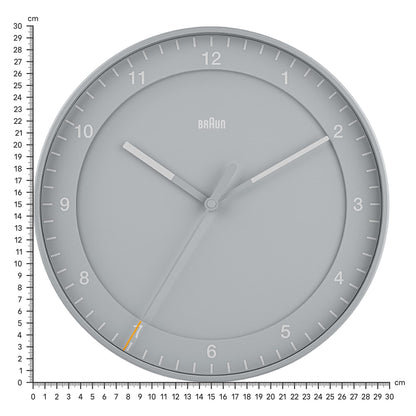 Braun Classic Analogue Wall Clock with Silent Sweep, 30cm Diameter, Easy to Read Dial, Grey - in use