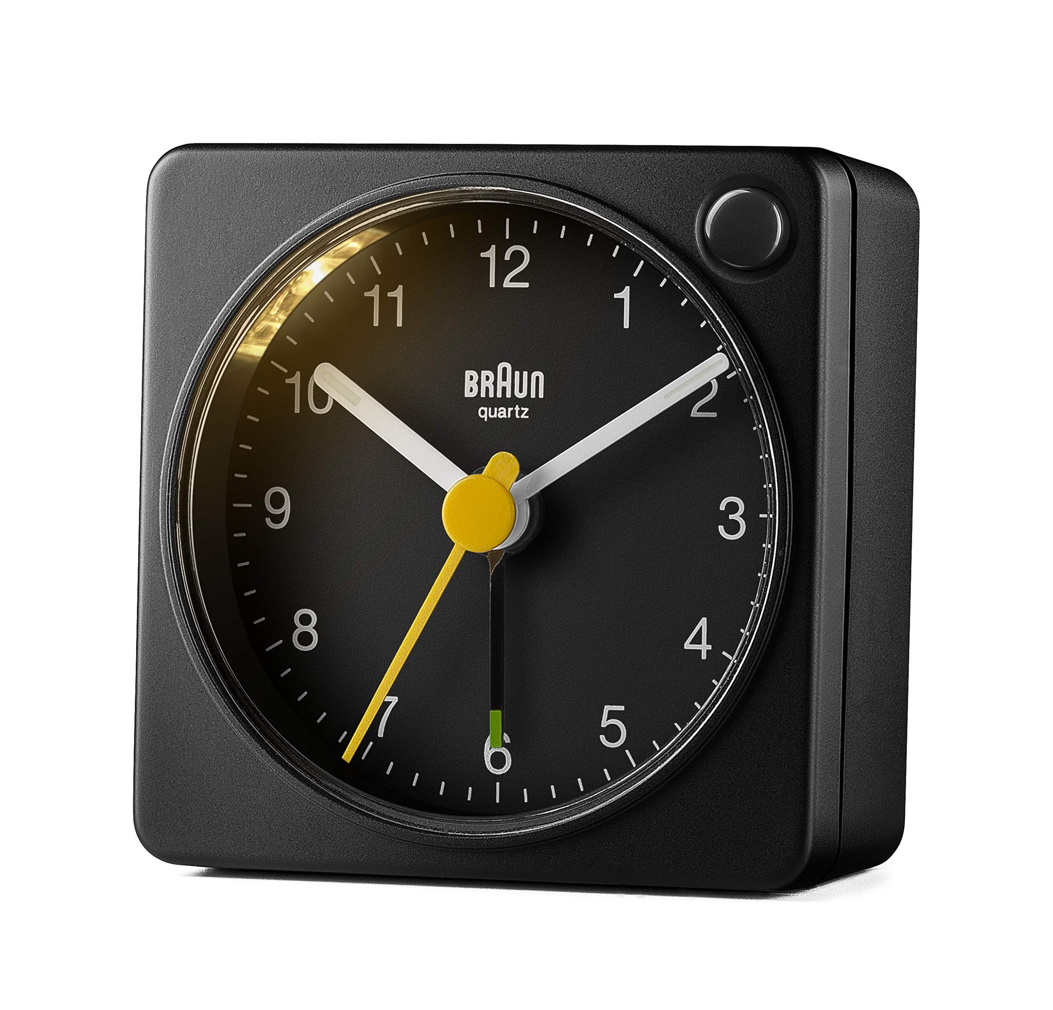 Braun Classic Black Travel Analogue Alarm Clock, 2-Pack, Compact Size with Snooze and Light, Quiet Quartz Movement - packagin