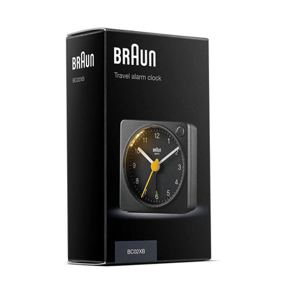 Braun Classic Black Travel Analogue Alarm Clock, 2-Pack, Compact Size with Snooze and Light, Quiet Quartz Movement - close-up