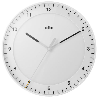 Braun Classic Large Analogue Wall Clock, 30cm, White, Silent Sweep Movement