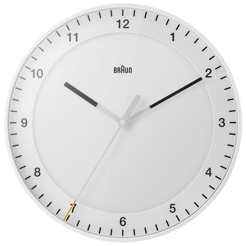 Braun Classic Large Analogue Wall Clock, 30cm, White, Silent Sweep Movement