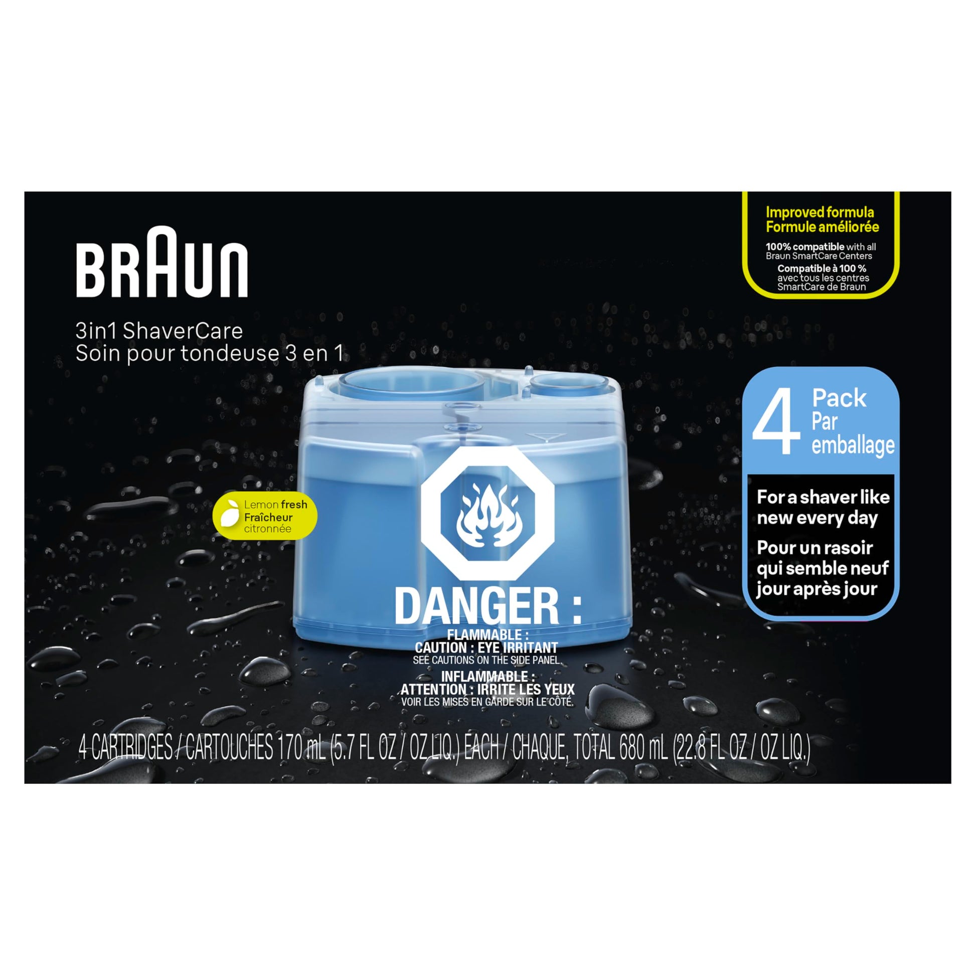 Braun Clean & Renew CCR4 Refill Cartridges for Electric Shaver Cleaning Stations - size and scale