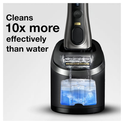 Braun Clean & Renew Refills (3-Pack) - Replacement Cleaning Cartridges for Syncro, Activator, Flex XP Shavers - label detail