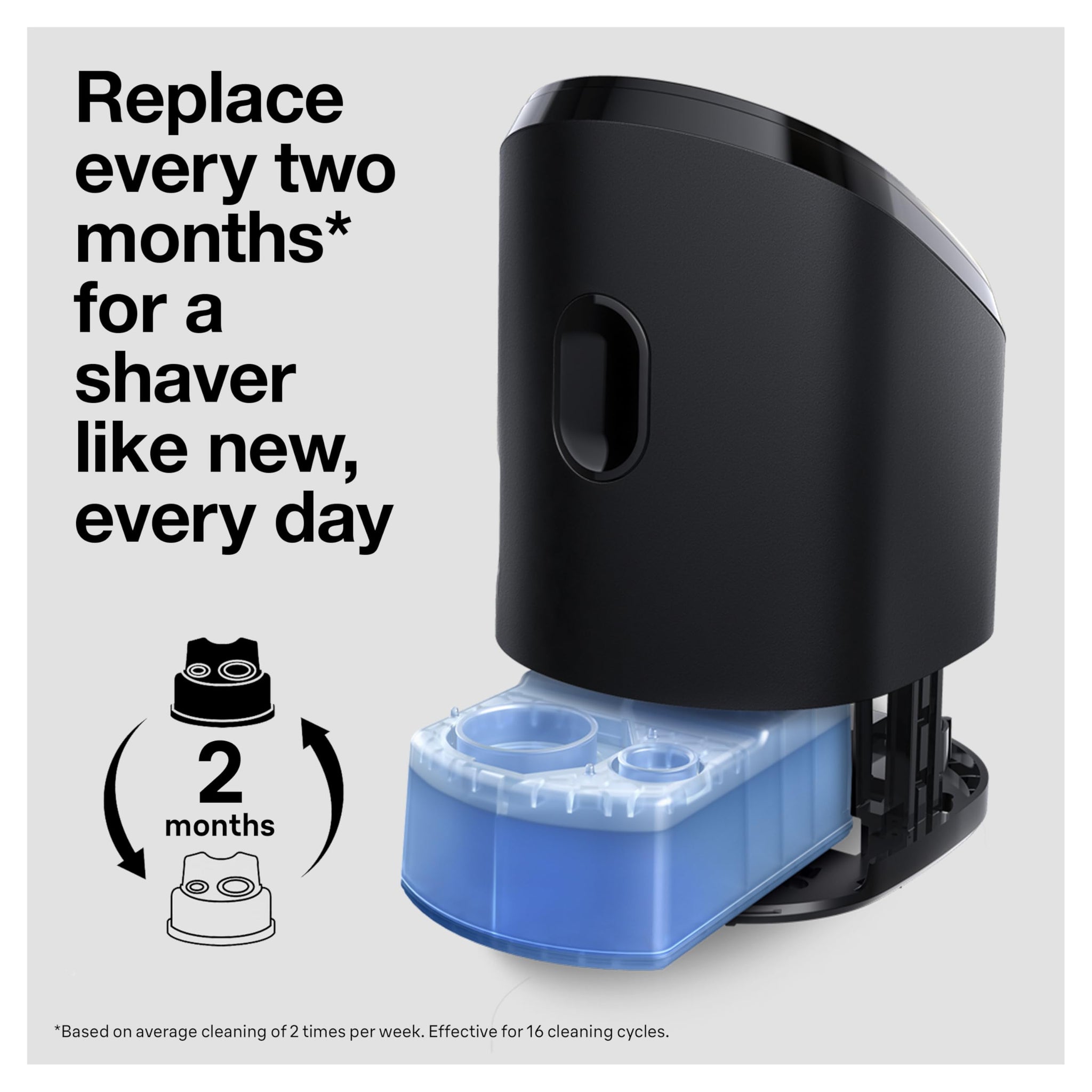 Braun Clean & Renew Refills (3-Pack) - Replacement Cleaning Cartridges for Syncro, Activator, Flex XP Shavers - in use