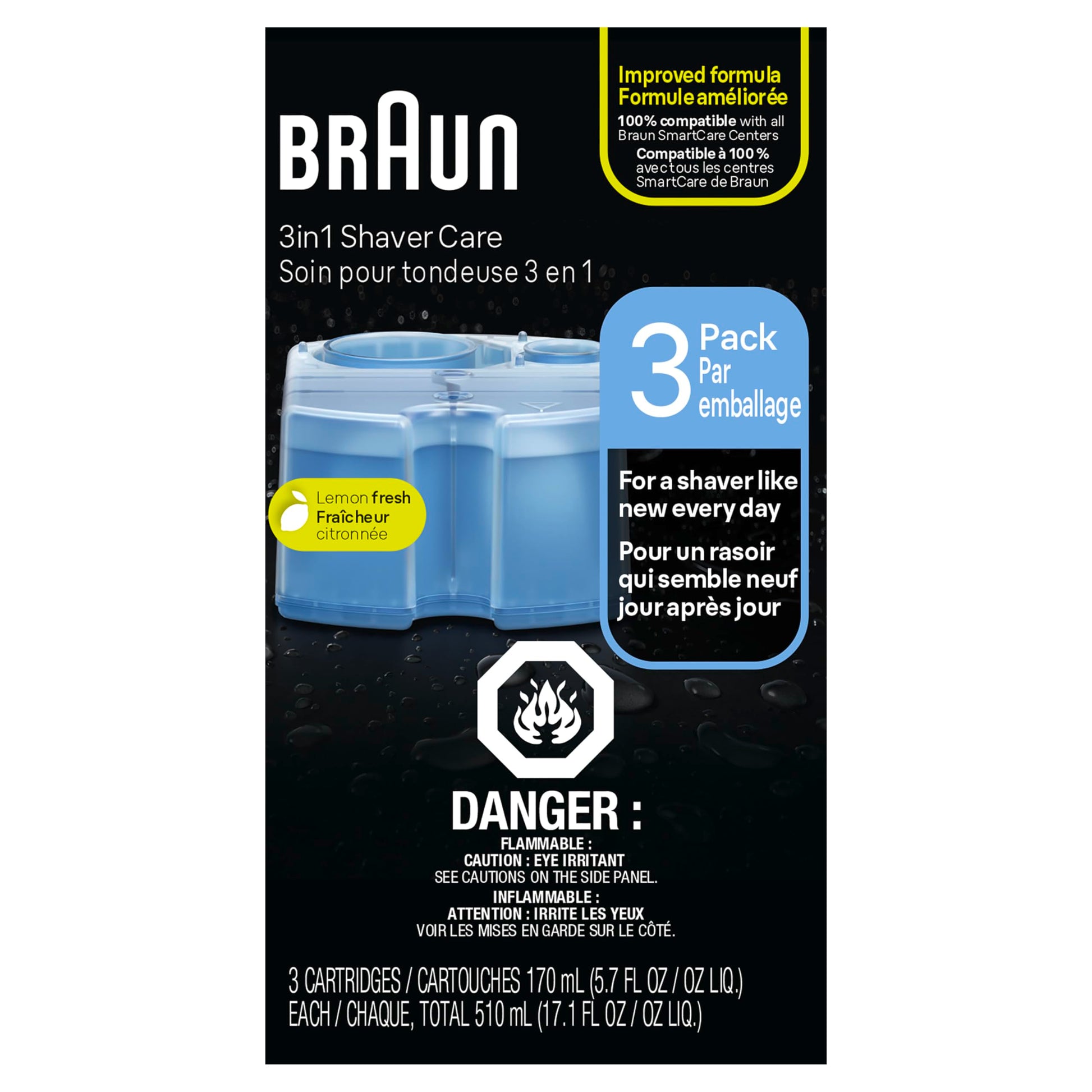Braun Clean & Renew Refills (3-Pack) - Replacement Cleaning Cartridges for Syncro, Activator, Flex XP Shavers - size and scal