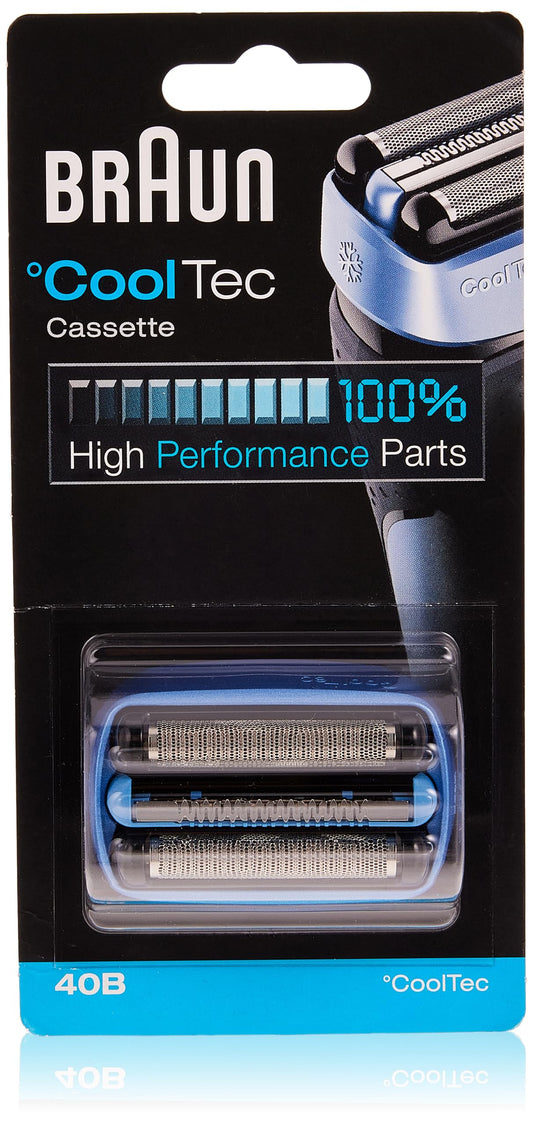 Braun CoolTech 40B Replacement Foil & Cutter Block for CoolTec Shavers, Blue, Compatible with CT2CC, CT2S, CT4CC, CT5CC