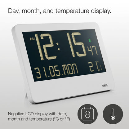 Braun Digital Alarm Clock BC14W - Large, 494g, Alarm Clocks - back view