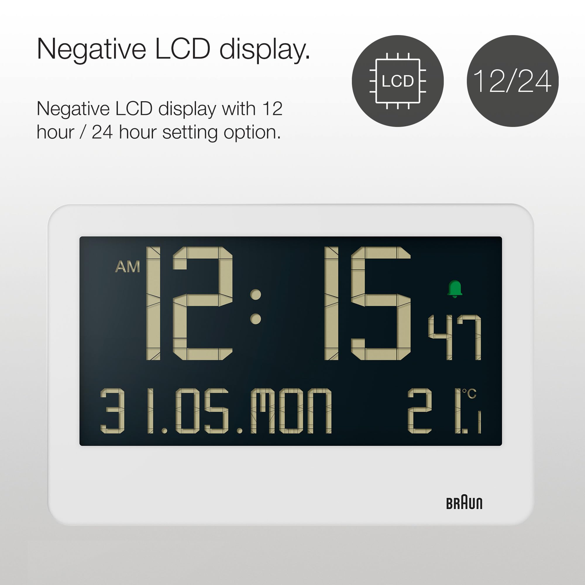 Braun Digital Alarm Clock BC14W - Large, 494g, Alarm Clocks - packaging