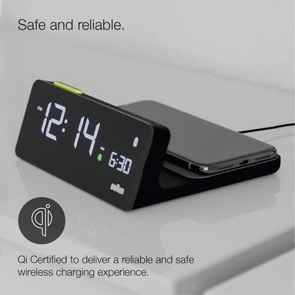 Braun Digital Alarm Clock with VA LCD Display and 10W Qi Wireless Charging Pad - label detail
