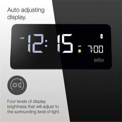 Braun Digital Alarm Clock with VA LCD Display and 10W Qi Wireless Charging Pad - close-up detail