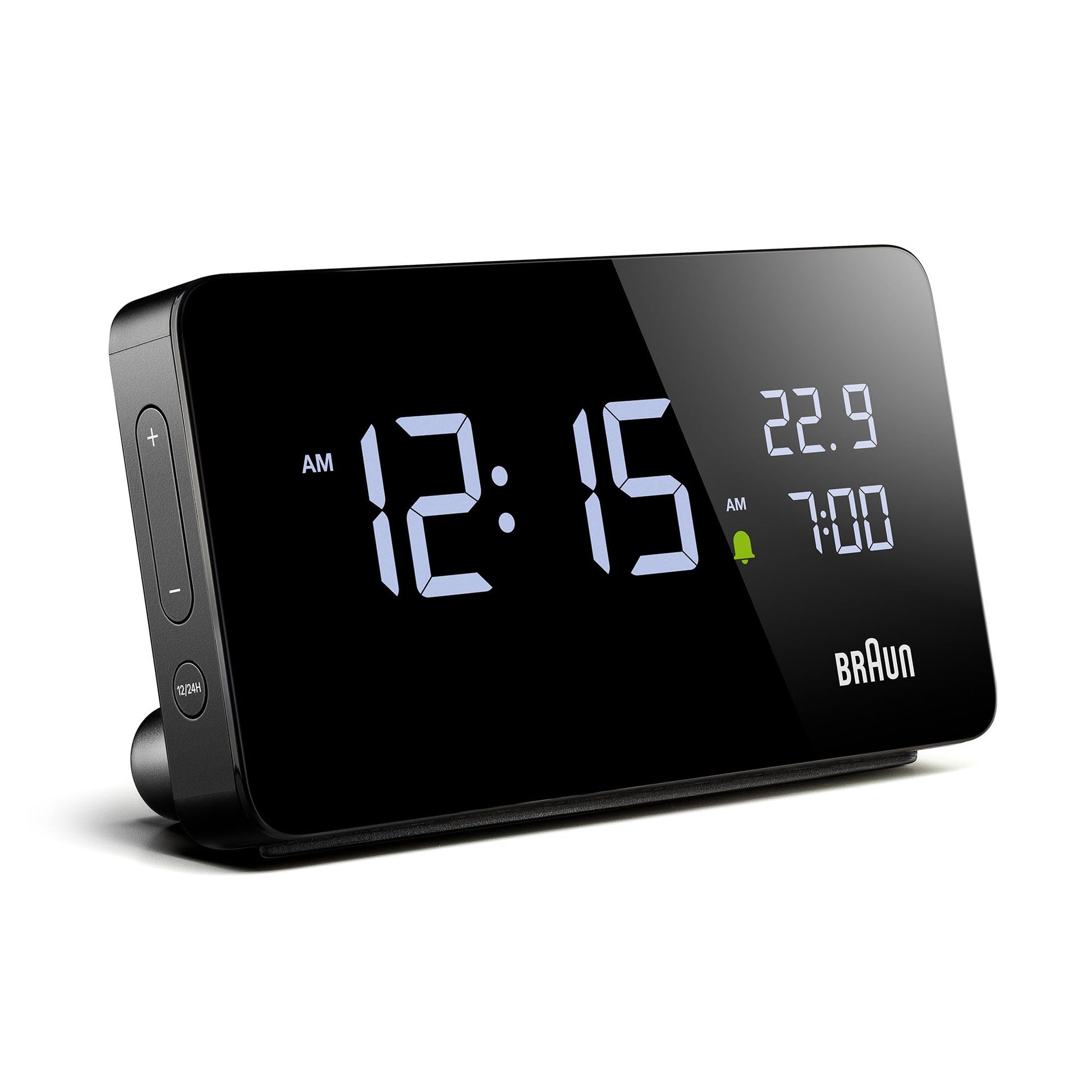 Braun Digital Alarm Clock with VA LCD Display and USB-C Charging Ports, Black, Model BC20B