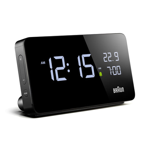 Braun Digital Alarm Clock with VA LCD Display and USB-C Charging Ports, Black, Model BC20B