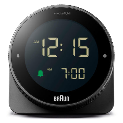 Braun Digital Plastic Alarm Clock with Snooze, Negative LCD Display, Rotating Bezel