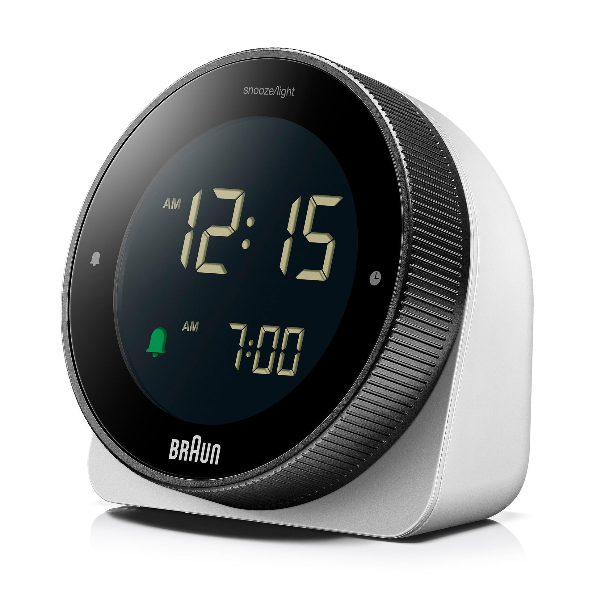 Braun Digital Plastic Alarm Clock with Snooze, Negative LCD Display, Rotating Bezel - size and scale