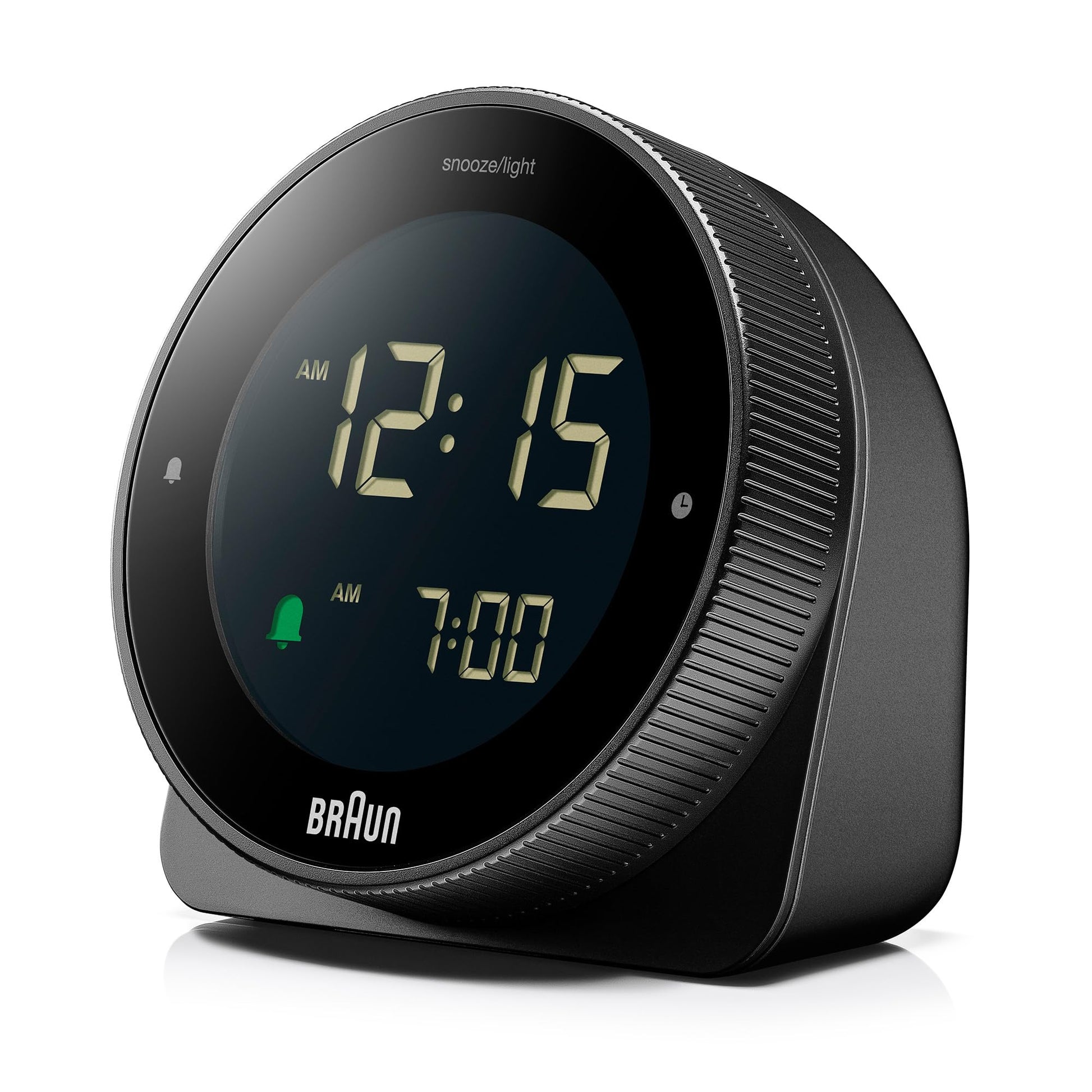 Braun Digital Plastic Alarm Clock with Snooze, Negative LCD Display, Rotating Bezel - in use