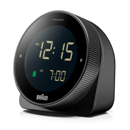 Braun Digital Plastic Alarm Clock with Snooze, Negative LCD Display, Rotating Bezel - in use