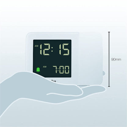 Braun Digital Projection Alarm Clock, White, Negative LCD Display, 4 Backlight Options, Quick Set, Beep Alarm, Model BC15W - 