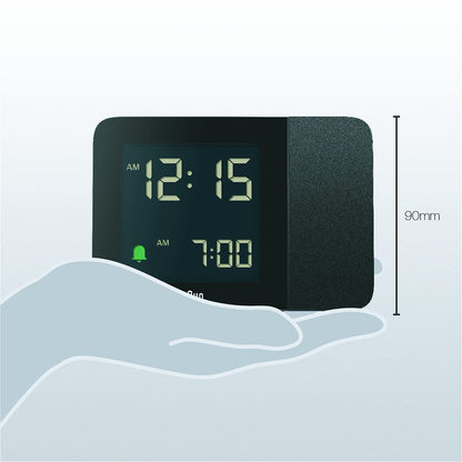 Braun Digital Projection Alarm Clock with Negative LCD Display, Black, Model BC15B - close-up detail