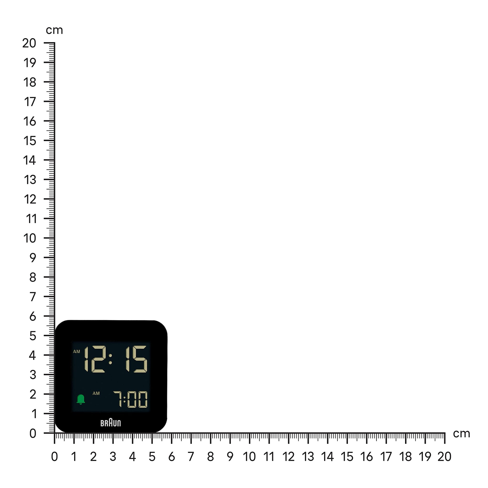 Braun Digital Travel Alarm Clock BC08B - Compact, Negative LCD Display, Snooze, Crescendo Beep, Black - front view