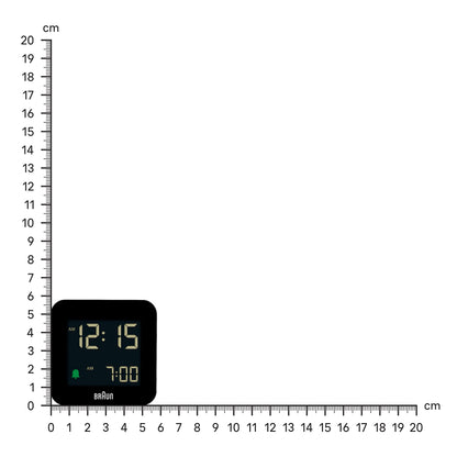 Braun Digital Travel Alarm Clock BC08B - Compact, Negative LCD Display, Snooze, Crescendo Beep, Black - front view