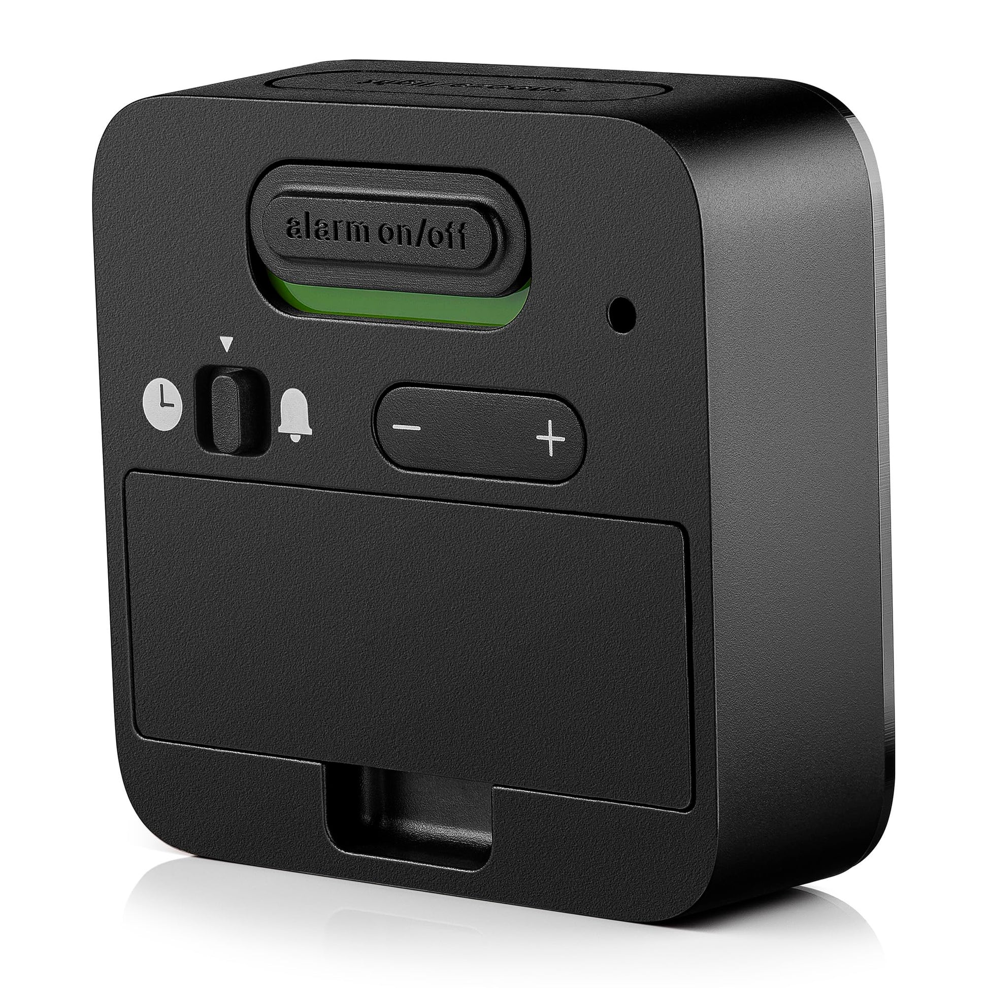 Braun Digital Travel Alarm Clock BC08B - Compact, Negative LCD Display, Snooze, Crescendo Beep, Black - in use