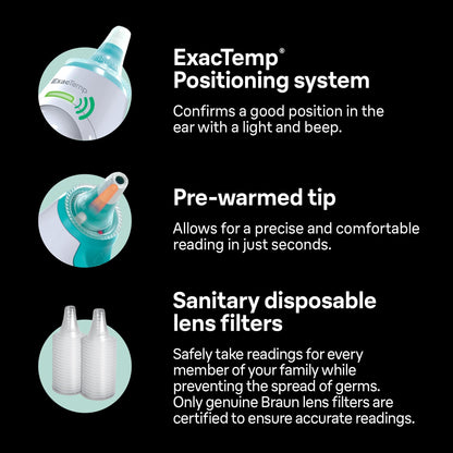 Braun Ear Thermometer, Digital, IRT6500US, with Pre-Warmed Tip and ExacTemp Positioning - label detail