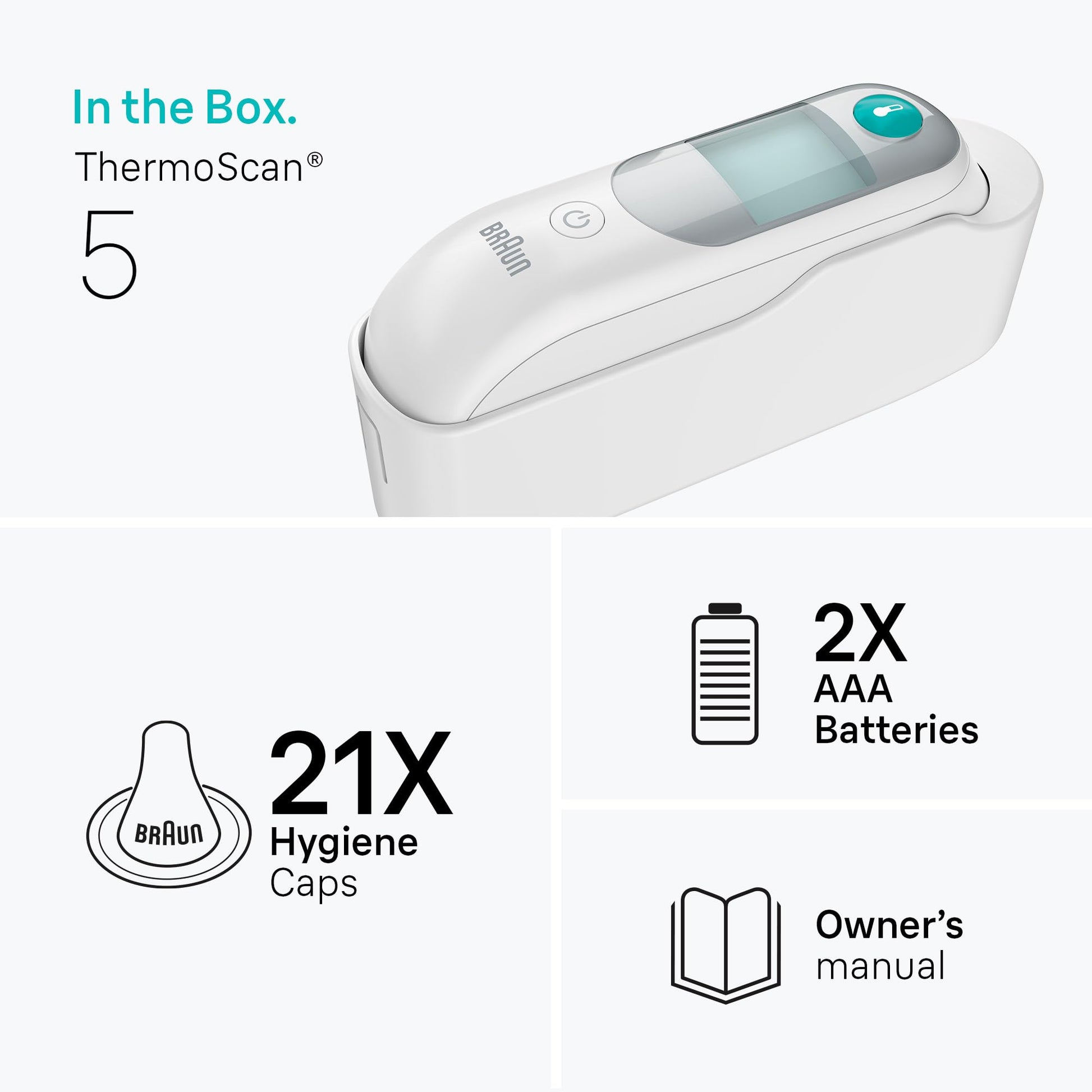 Braun Ear Thermometer, Digital, IRT6500US, with Pre-Warmed Tip and ExacTemp Positioning - ingredients panel