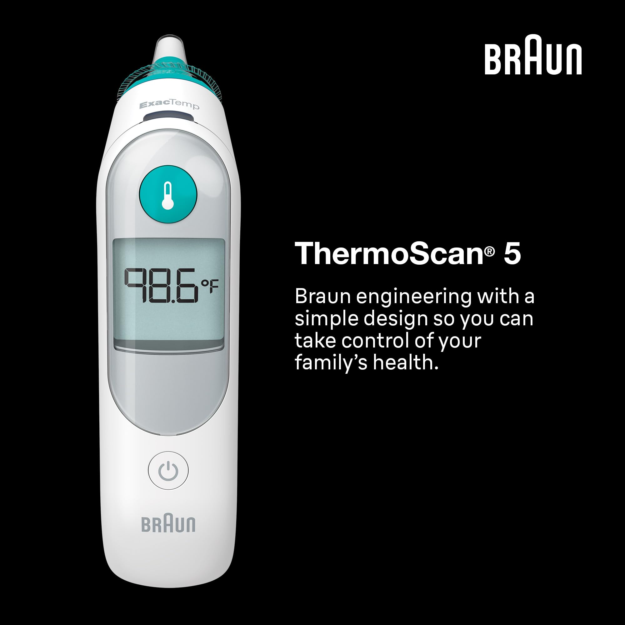 Braun Ear Thermometer, Digital, IRT6500US, with Pre-Warmed Tip and ExacTemp Positioning - close-up detail