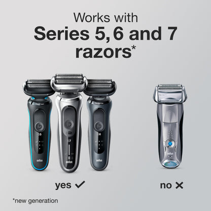 Braun EasyClick Cleansing Brush Attachment for Series 5, 6 and 7 Electric Razors, Replacement Brush Head - front view