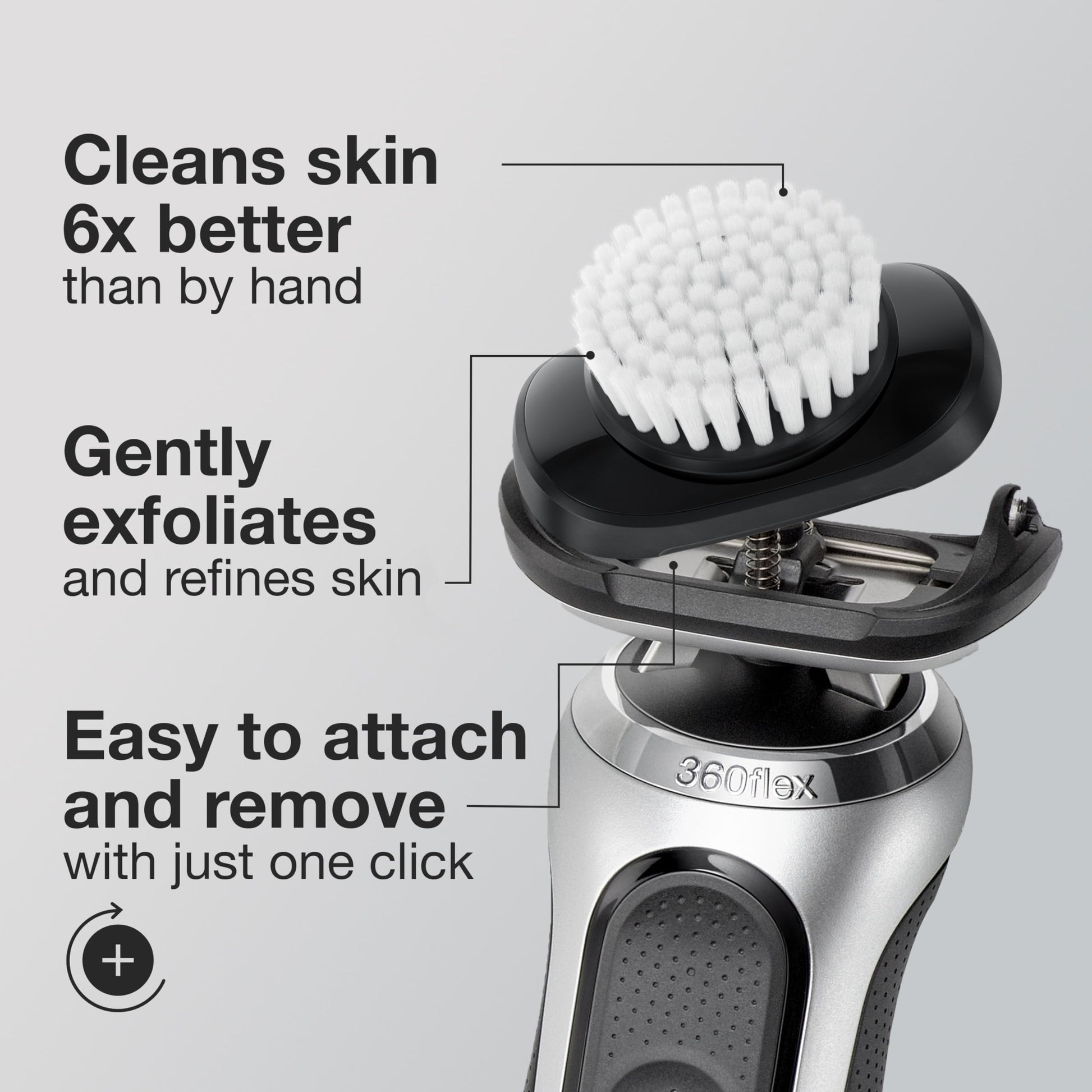Braun EasyClick Cleansing Brush Attachment for Series 5, 6 and 7 Electric Razors, Replacement Brush Head - packaging