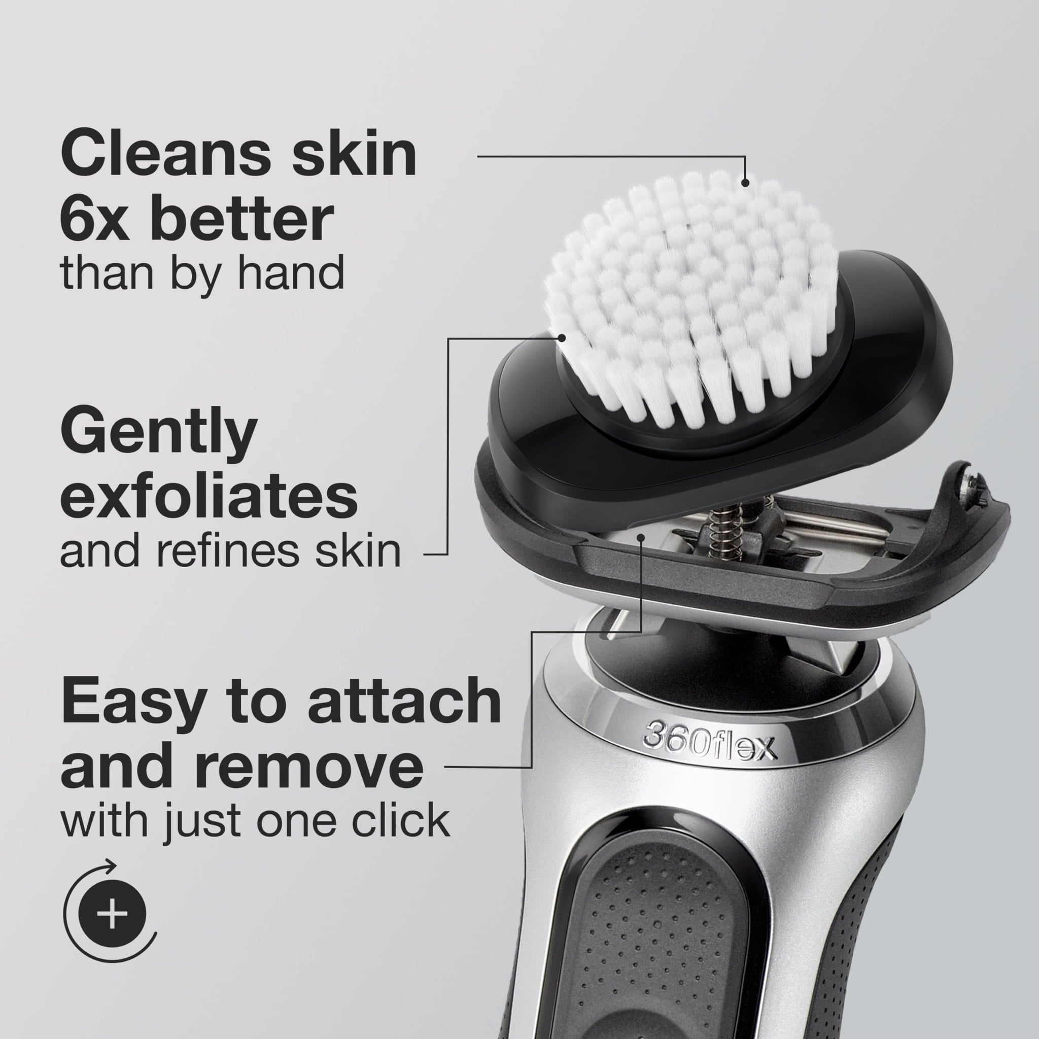 Braun EasyClick Cleansing Brush Attachment for Series 5, 6 and 7 Electric Razors, Replacement Brush Head - packaging